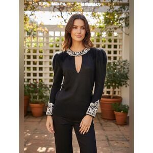 Elizabeth vintage black sequins beads sweater s